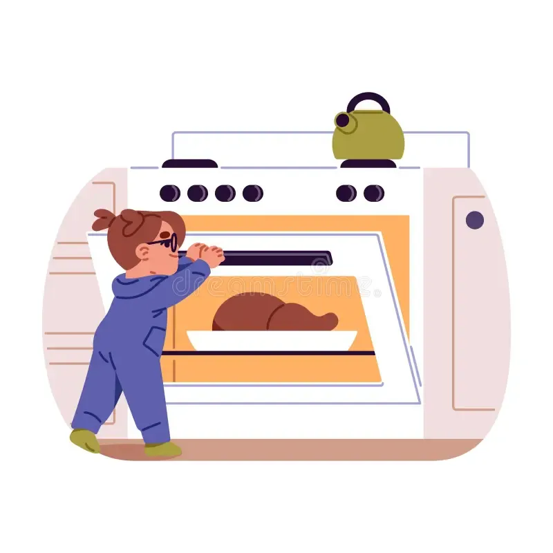  Be careful, the oven is hot.
