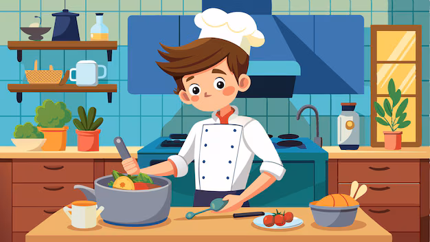 Nhấn để nghe Dinner is ready in the kitchen.