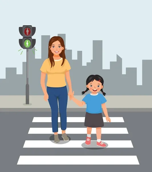 Hold my hand while crossing.