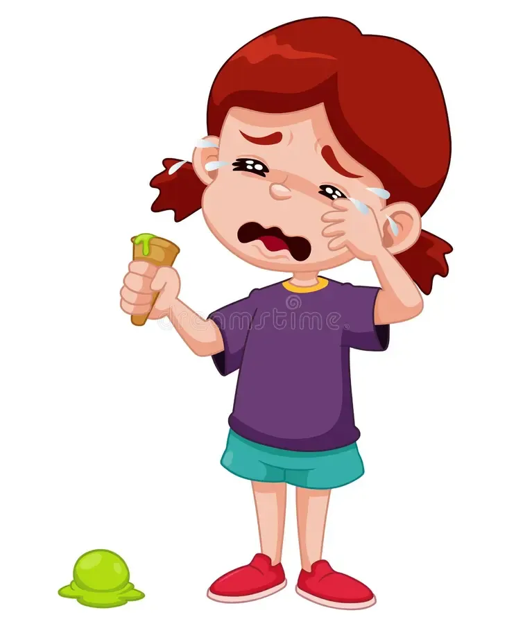 I feel sad when I drop my ice cream. 