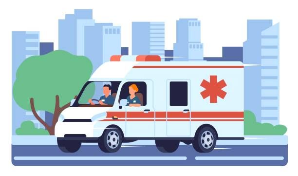  I see an ambulance on the road.