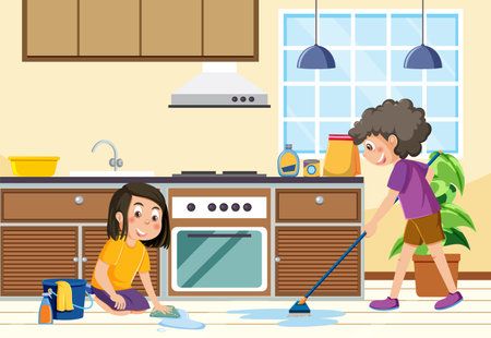 Nhấn để nghe Let’s clean up the kitchen!