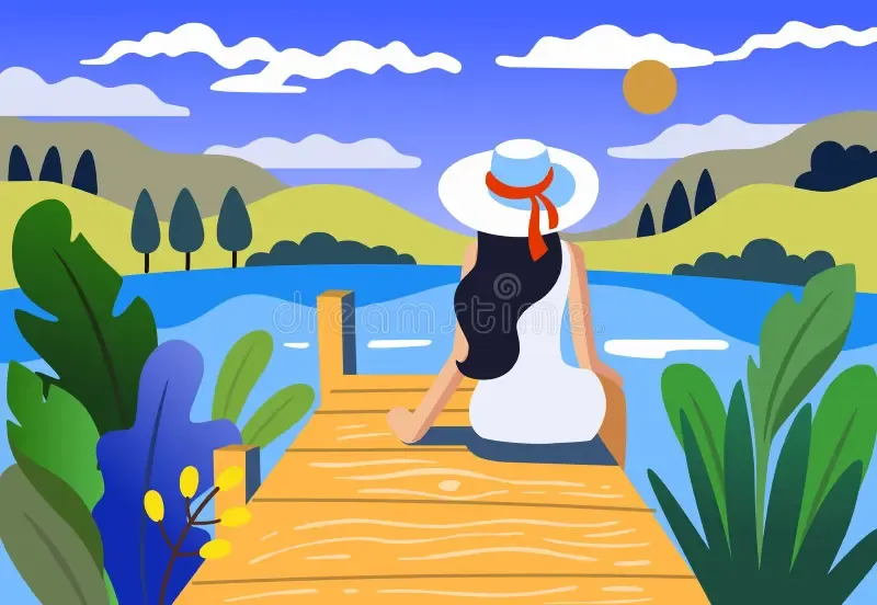  Let’s sit near the lake.