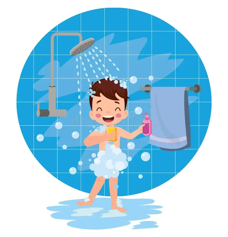 Let’s wash your body first.