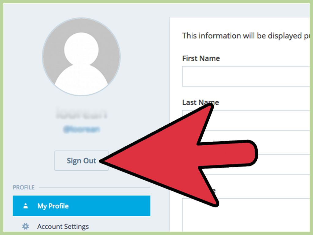 Log out of the website