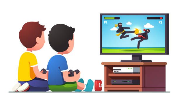 Nhấn để nghe My brother and I play video games together.