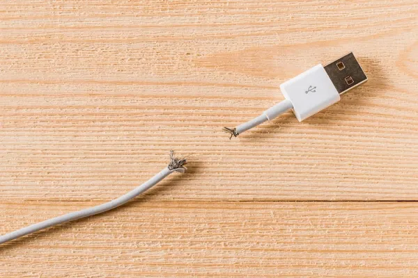 The charger wire is broken.