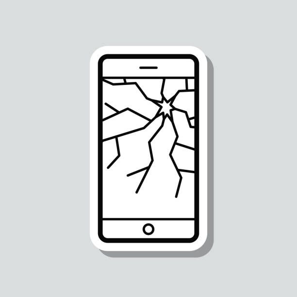 The phone screen is cracked.