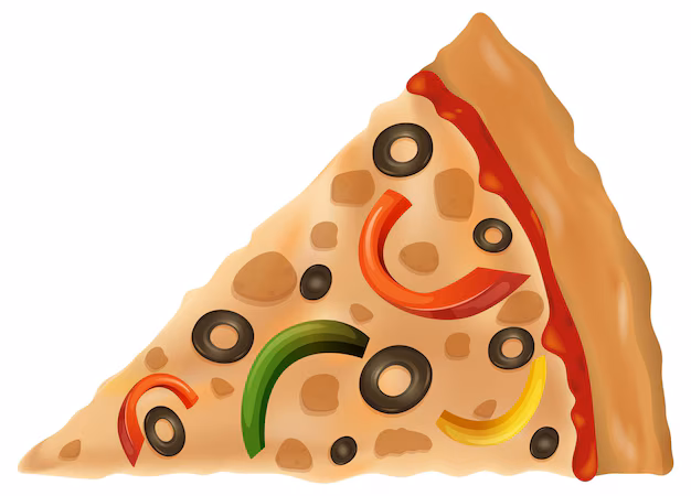  The pizza is a triangle.