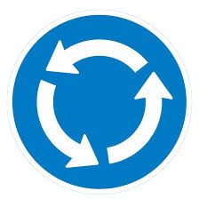 The road sign is a circle.